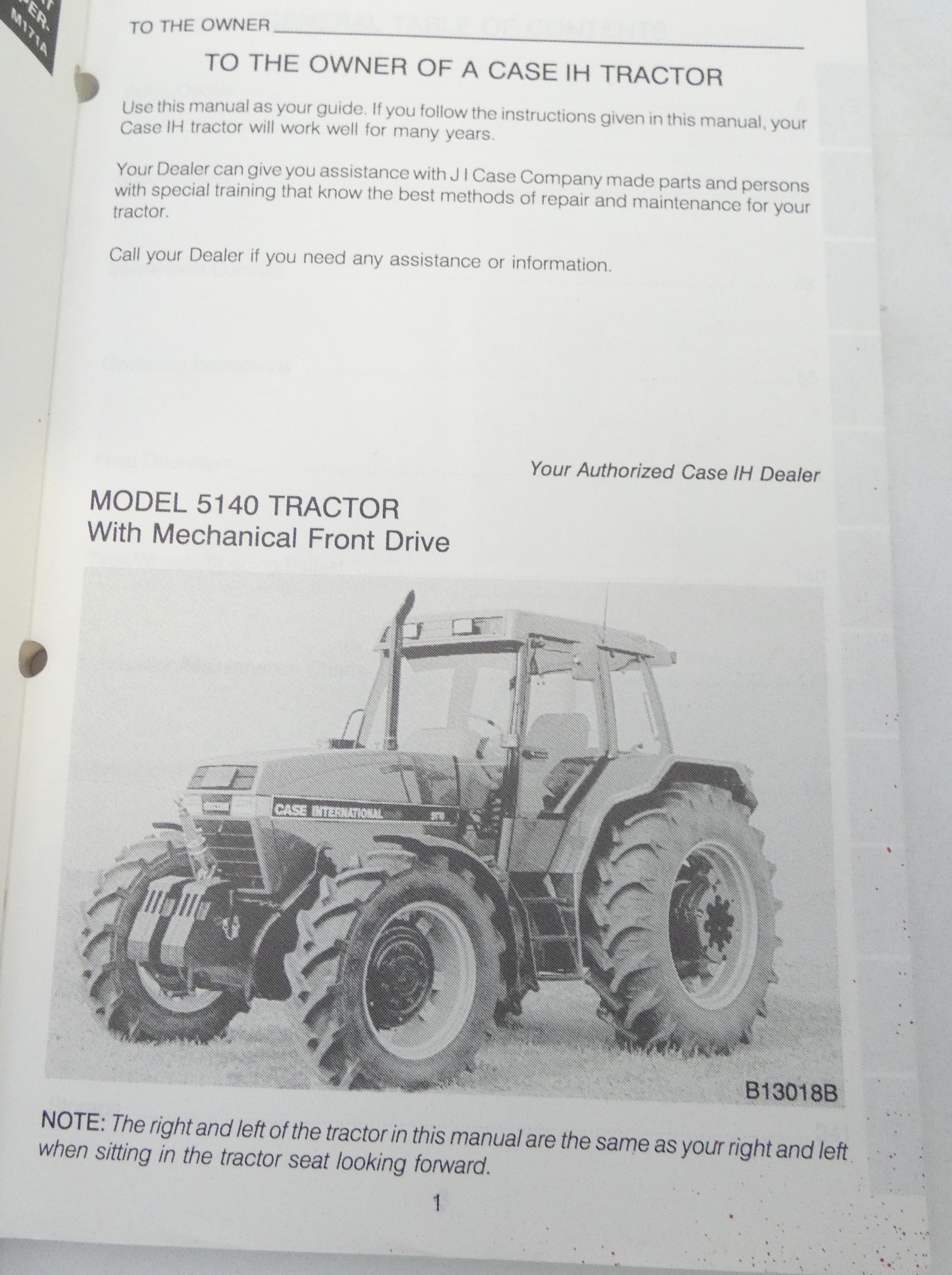 CaseIH 5130-5140 tractors operators manual