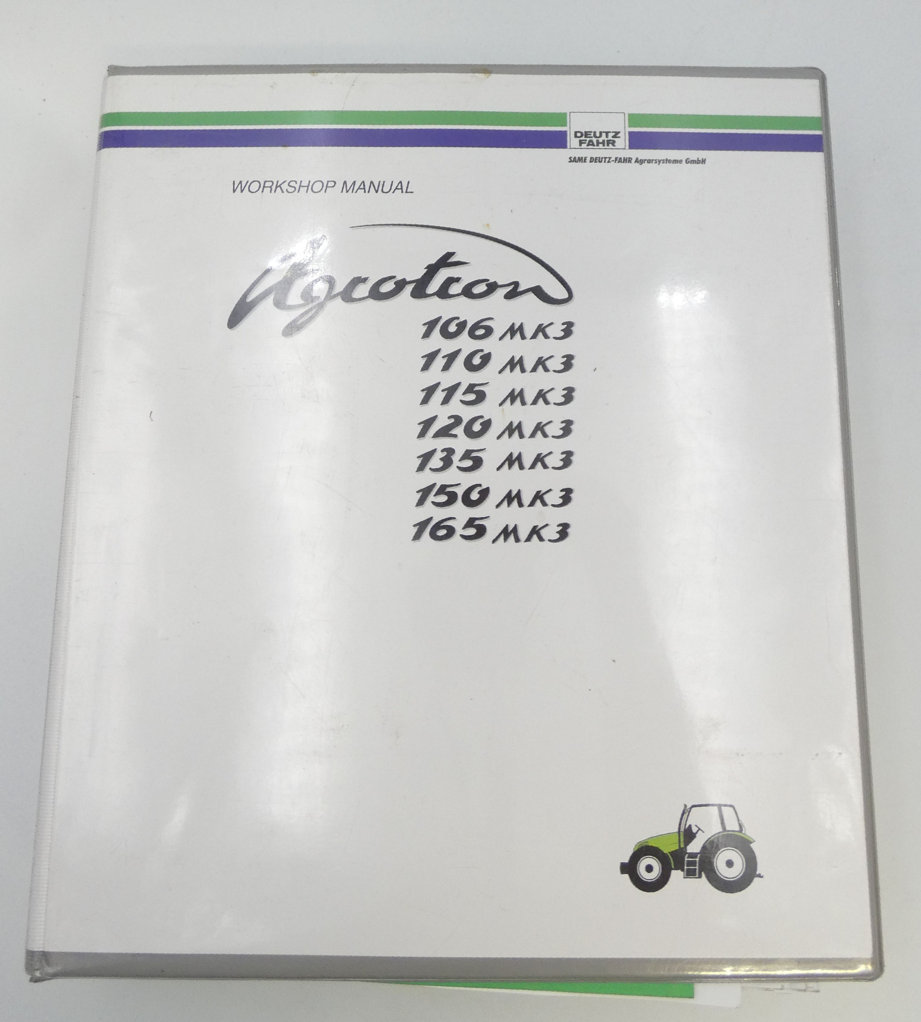 Deutz Fahr Agrotron 106, 110, 115, 120, 135, 150, 165 -MK3 workshop manual
