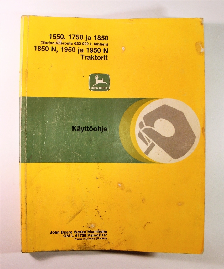 John Deere 1550 1750 1850 1850N 1950 1950N Käyttöohje