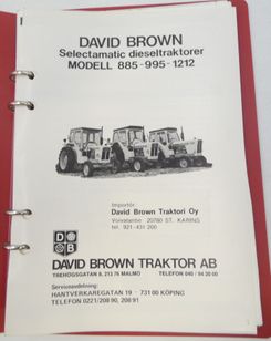 David Brown Selectamatic dieseltraktorer Modell 885, 995, 1212 instruktionsbok