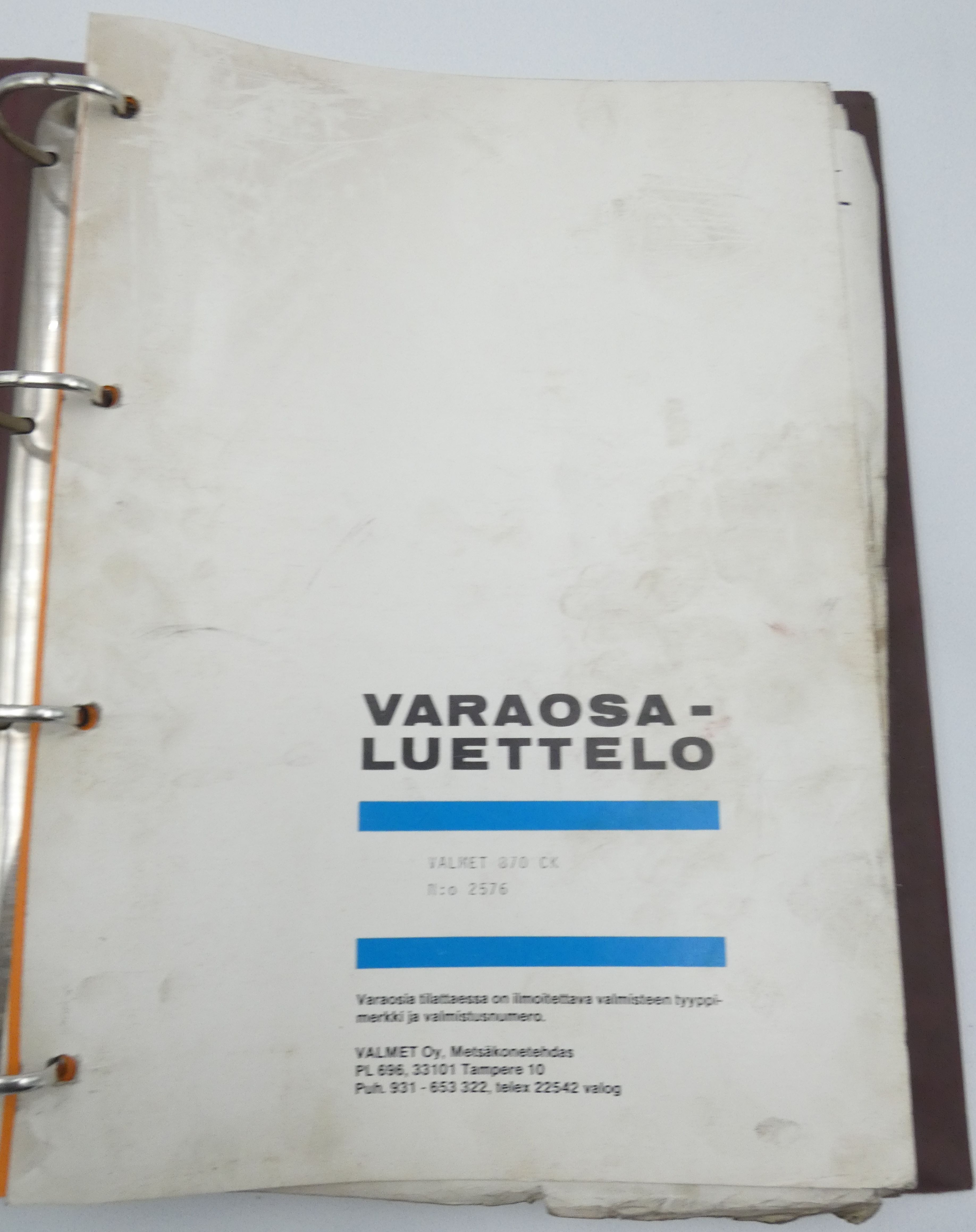 Valmet 870 CK varaosaluettelo