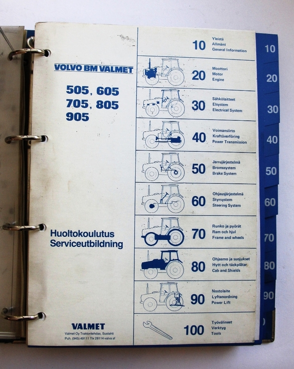 Volvo BM Valmet 505, 605, 705, 805, Huoltokoulutus-mappi