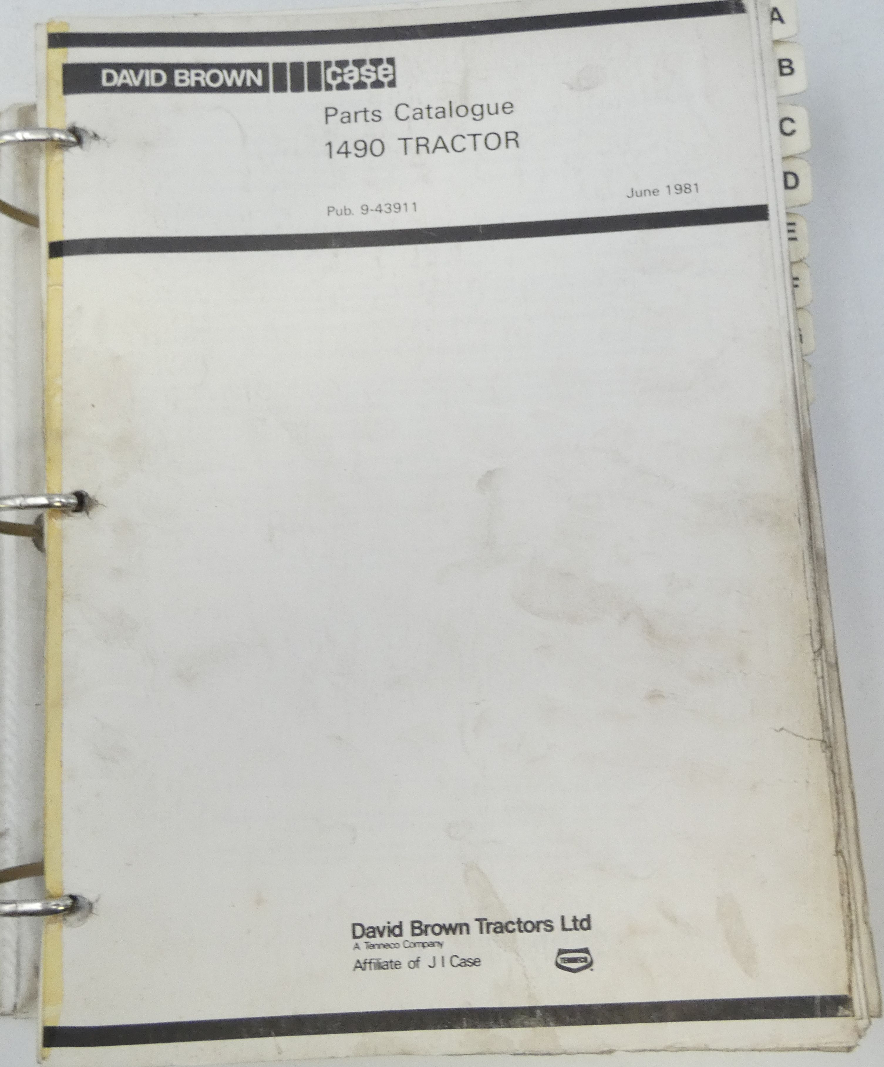 David Brown Case 1490 tractor parts catalogue