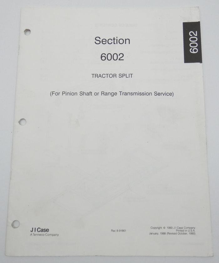 JI Case section 6002 Tractor split (for pinion shaft or range transmission service) 