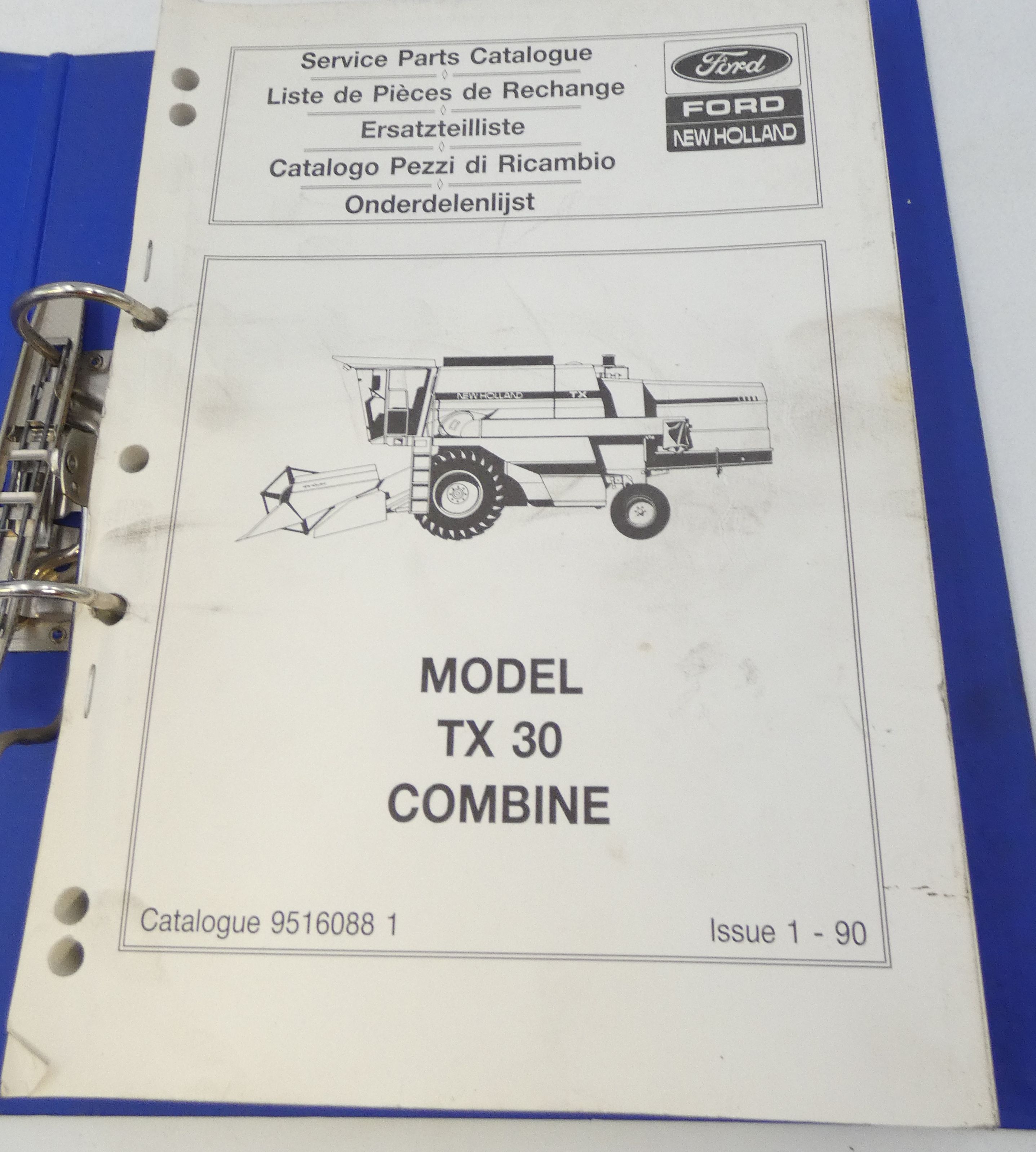 Ford New Holland Model TX30 combine service parts catalogue