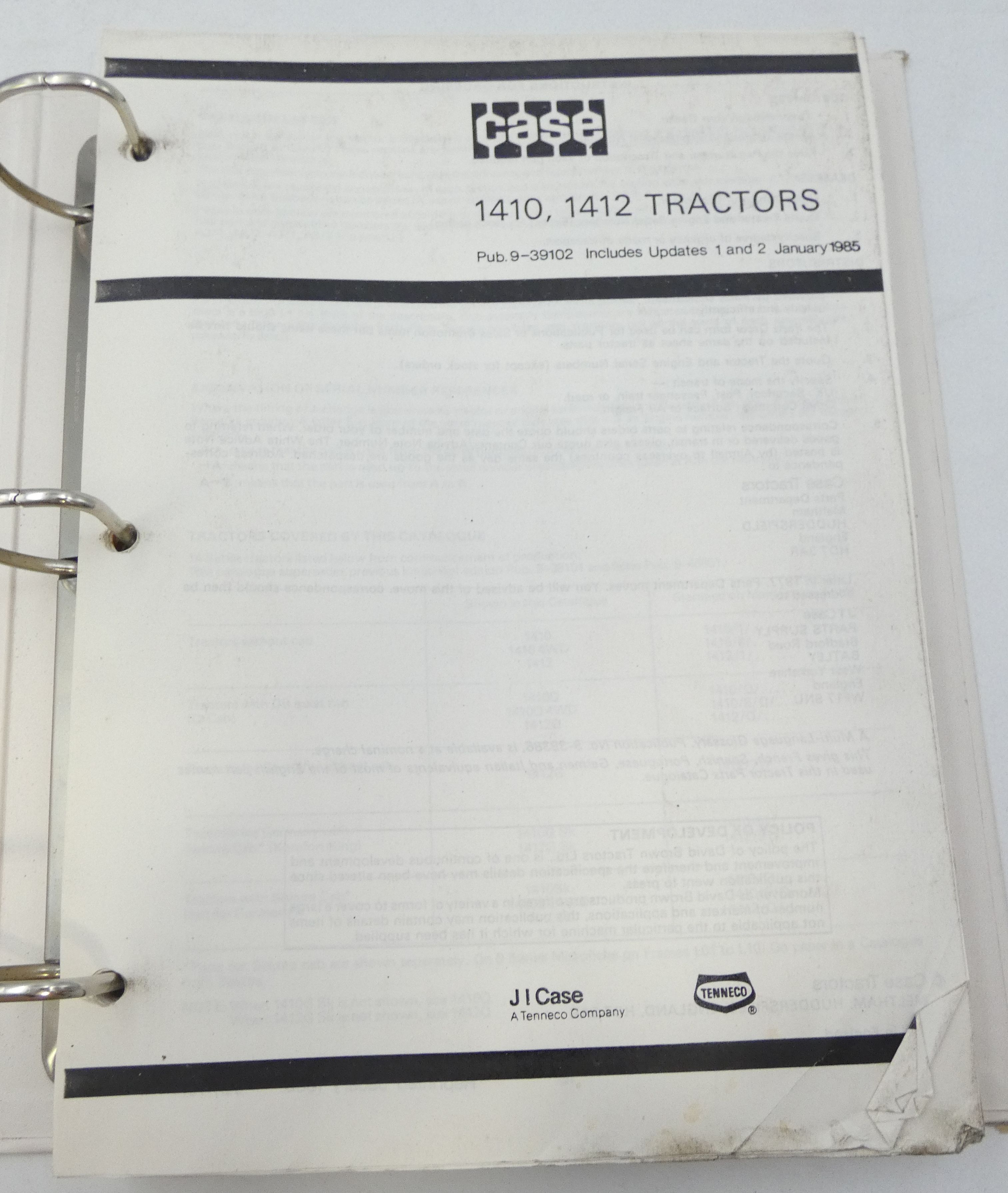 Case 1410, 1412 tractors parts catalogue