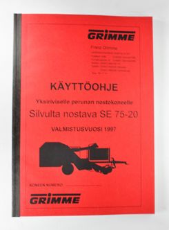 Grimme SE 75-20 Perunan nostokone vm1997 Käyttöohje