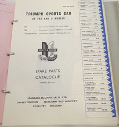 Triumph Sports car 20TR2, 3 & 3A models spare parts catalogue