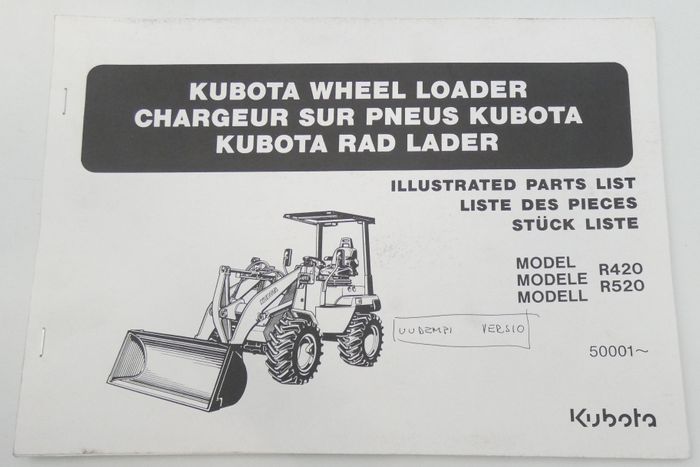 Kubota wheel loader models R420, R520 illustrated parts list