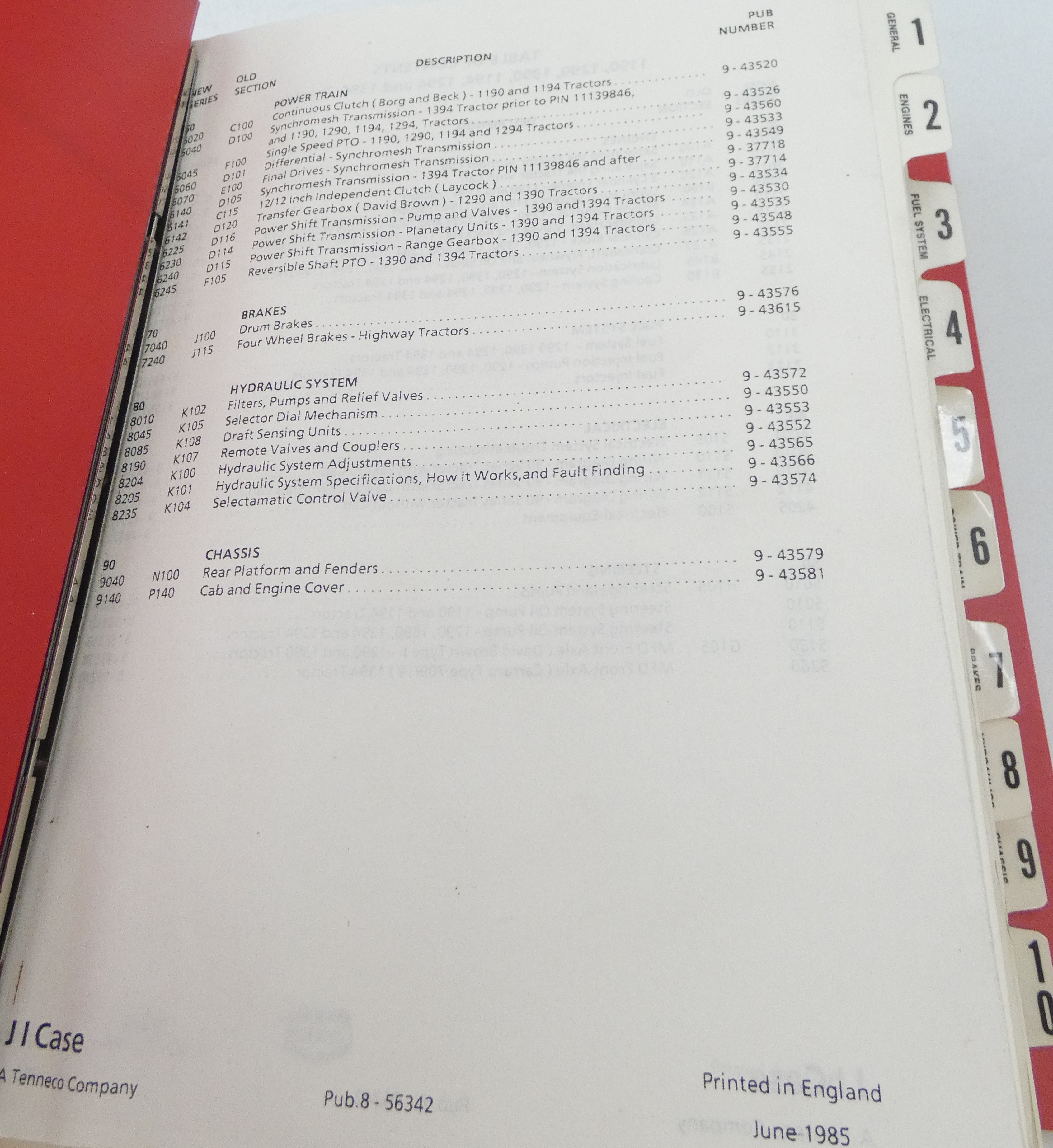 CaseIH 1190, 1290, 1390, 1194, 1294, 1394 tractors service manual