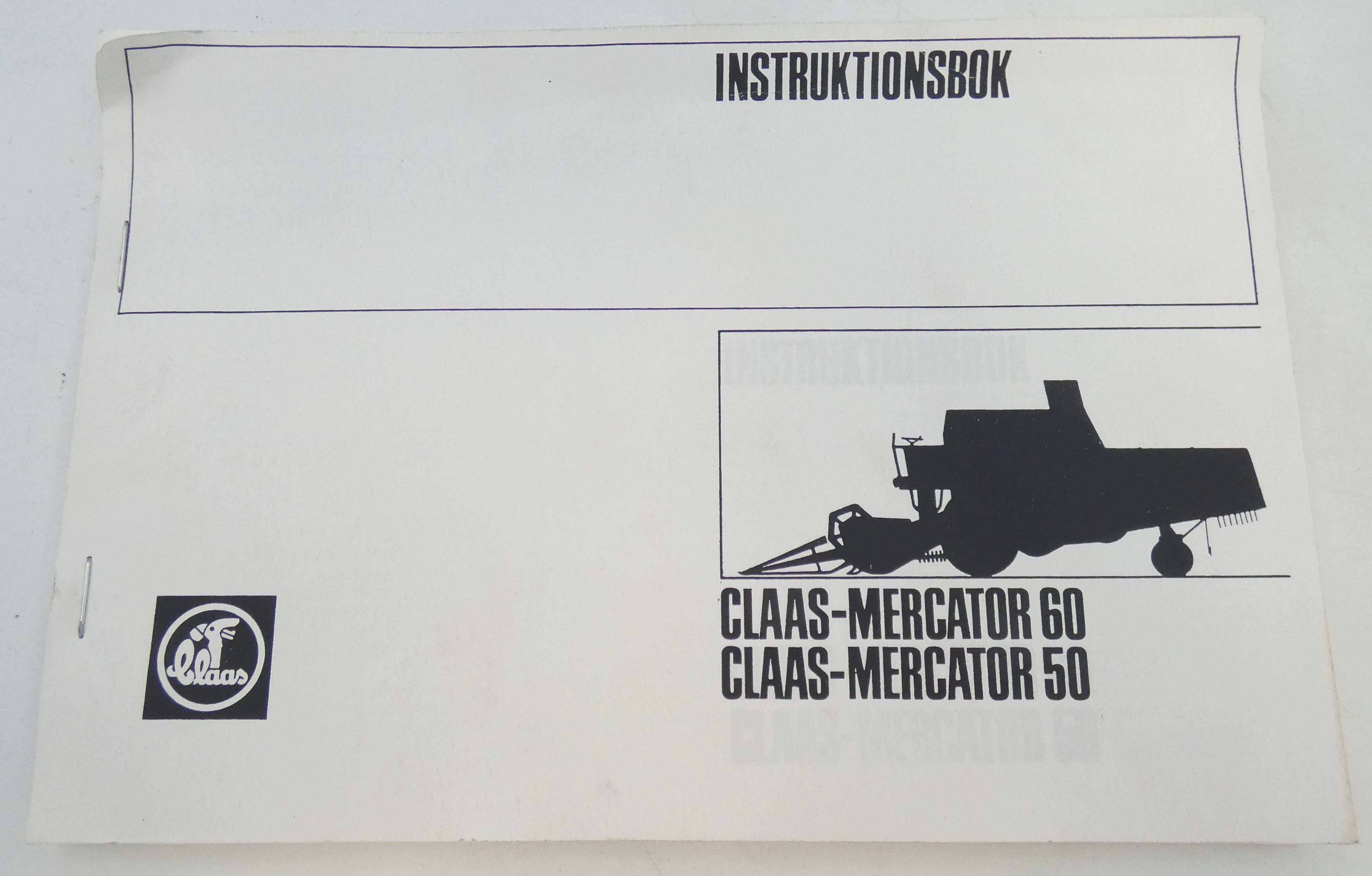 Claas-Mercator 60/50 instruktionsbok + lubrication chart.