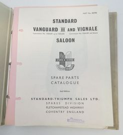 Standard Vanguard III and Vignale saloons spare parts catalogue