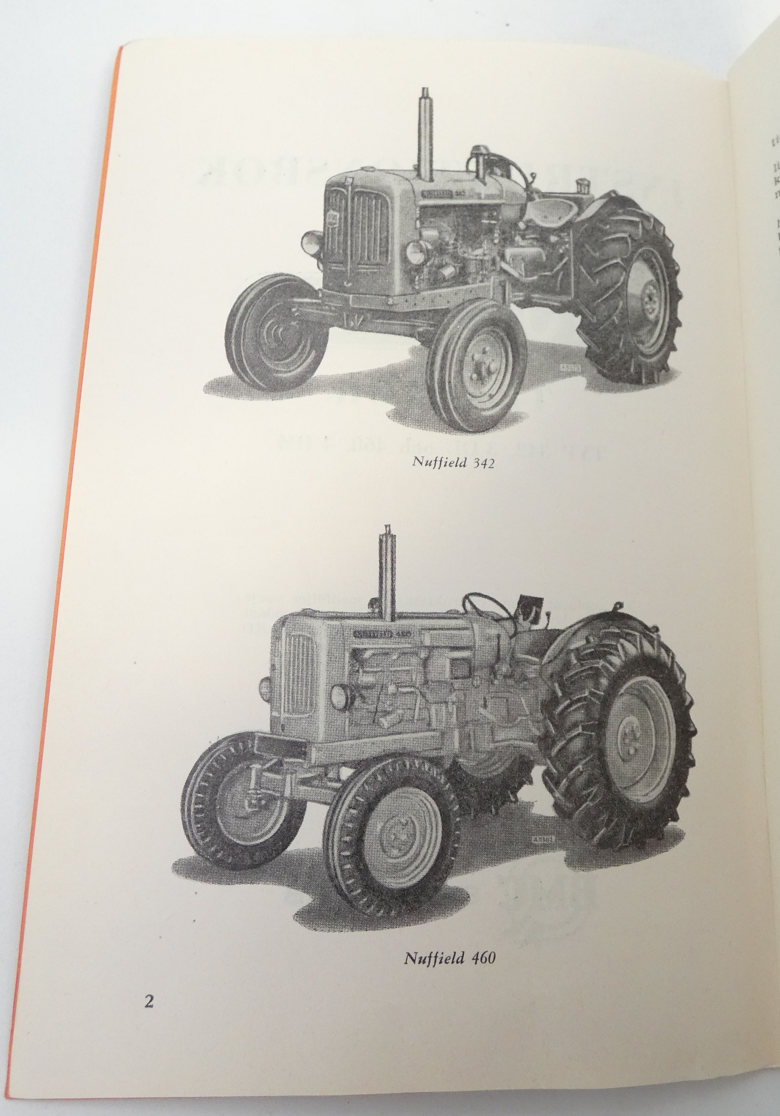 Nuffield traktor typ 342, 3DI och 460, 4DM instruktionsbok