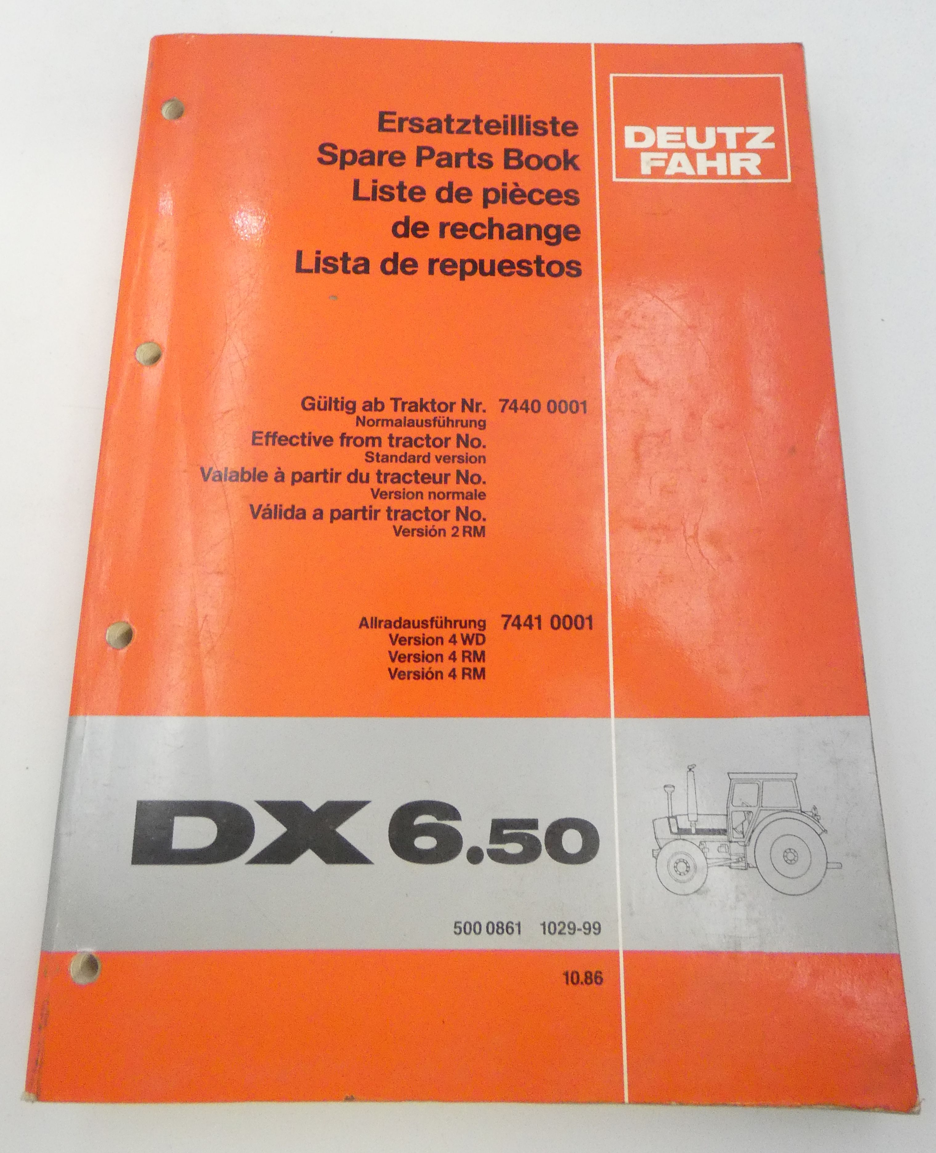 Deutz-Fahr DX6.50 spare parts book