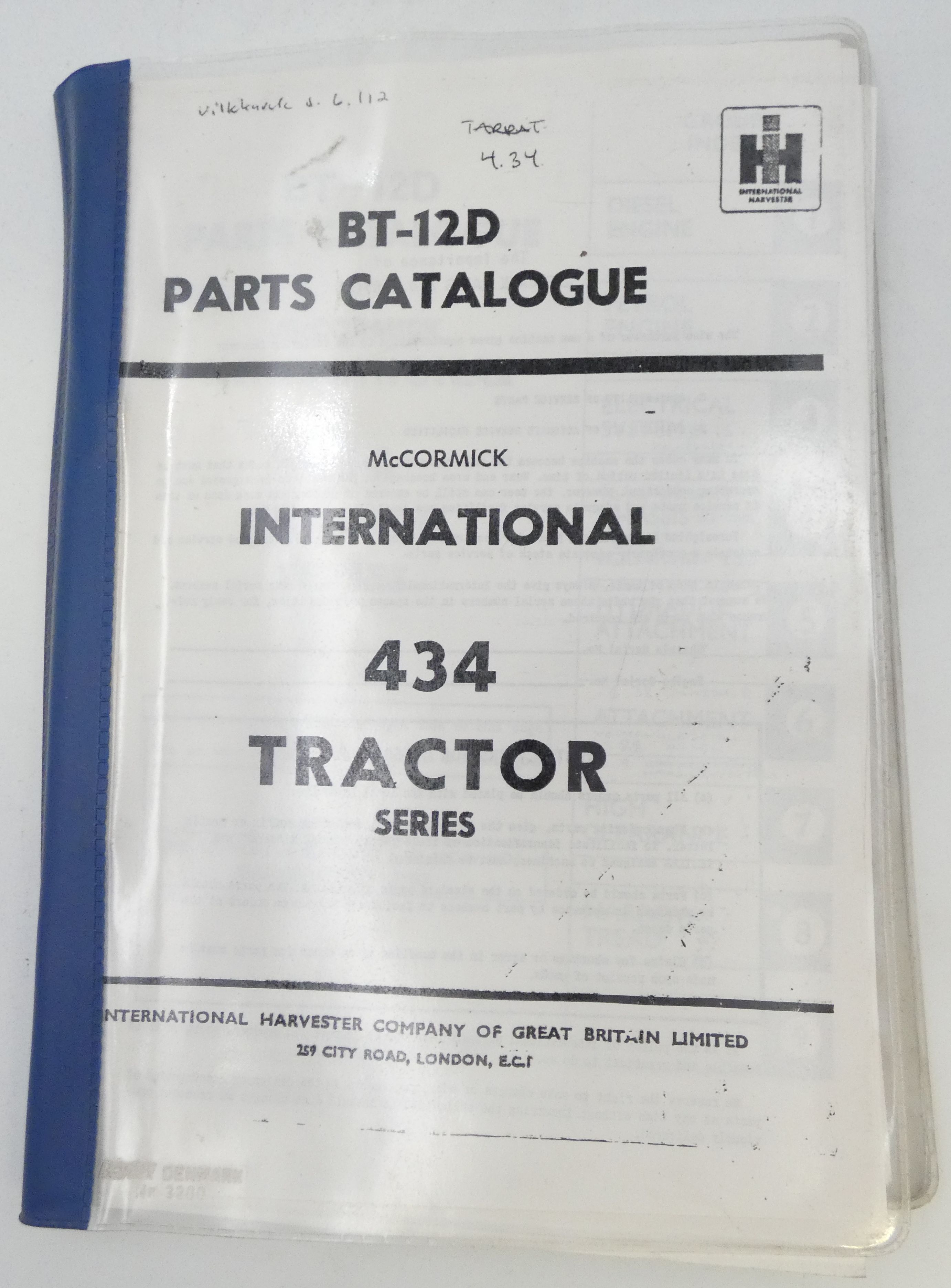 McCormick International 434 tractor series parts catalogue