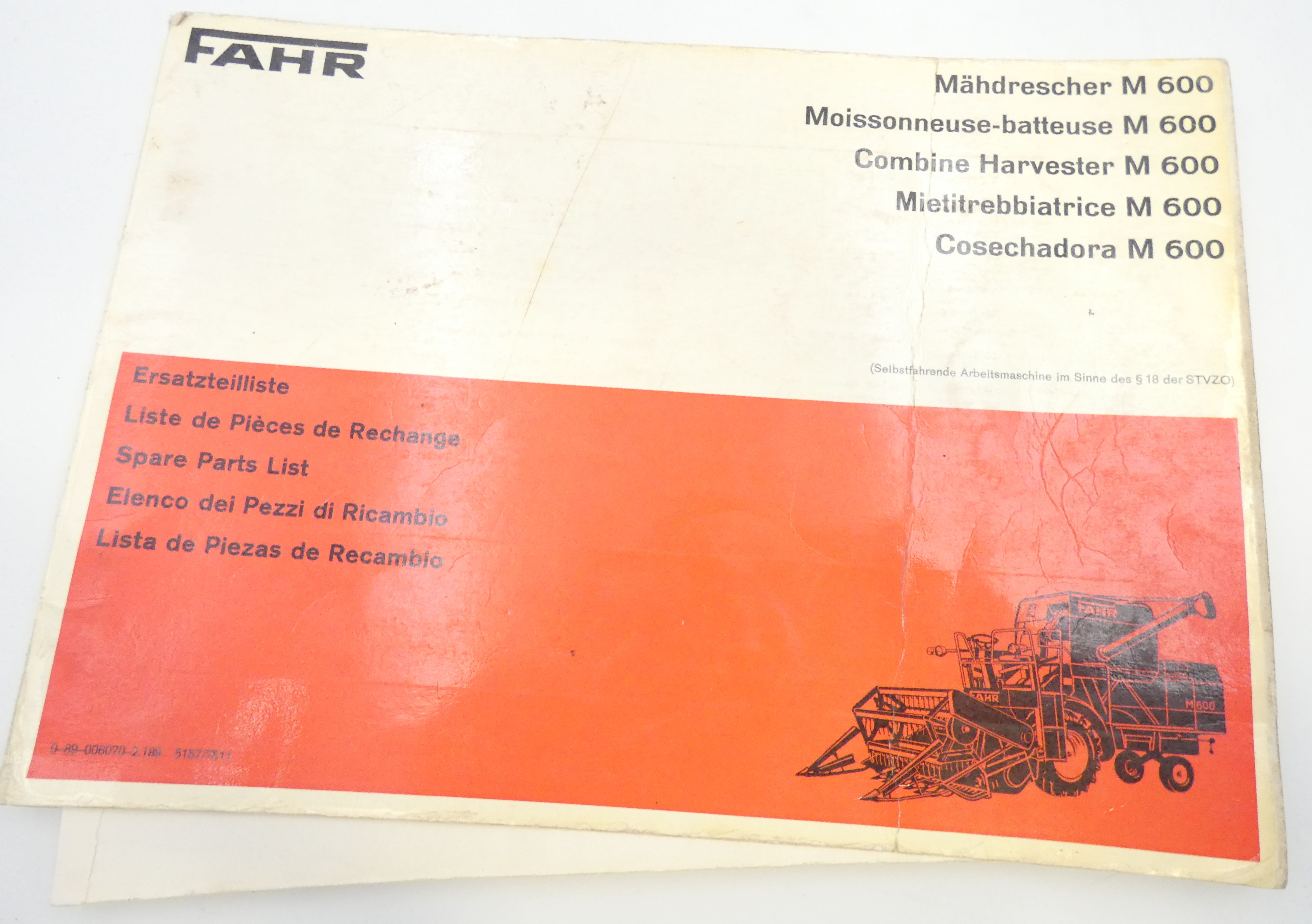 Fahr M600 combine harvester spare parts list