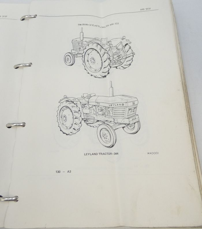 Leyland Austin Morris tractor models 245, 253, 255, 270, 344, 3/45, 384 & 4/65 service parts list