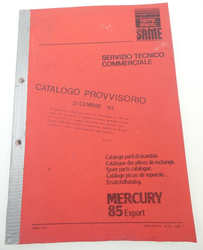 Same Mercury 85 Export spare parts catalogue