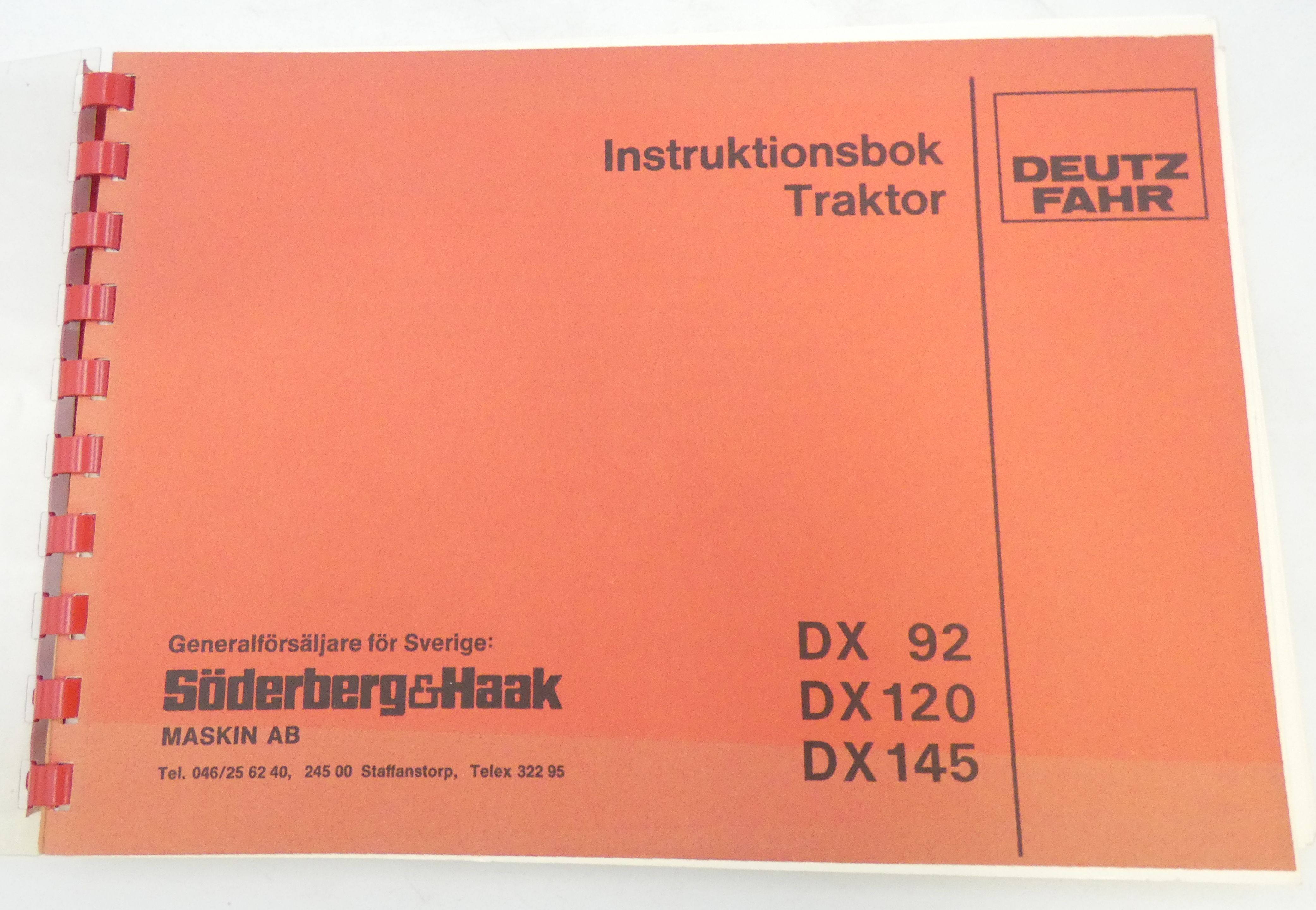 Deutz-Fahr DX92, DX120, DX145 traktor instruktionsbok