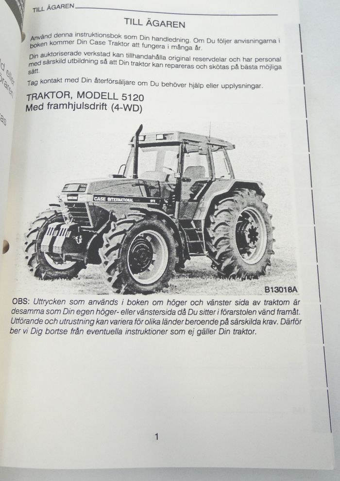 CaseIH traktor 5120 instruktionsbok