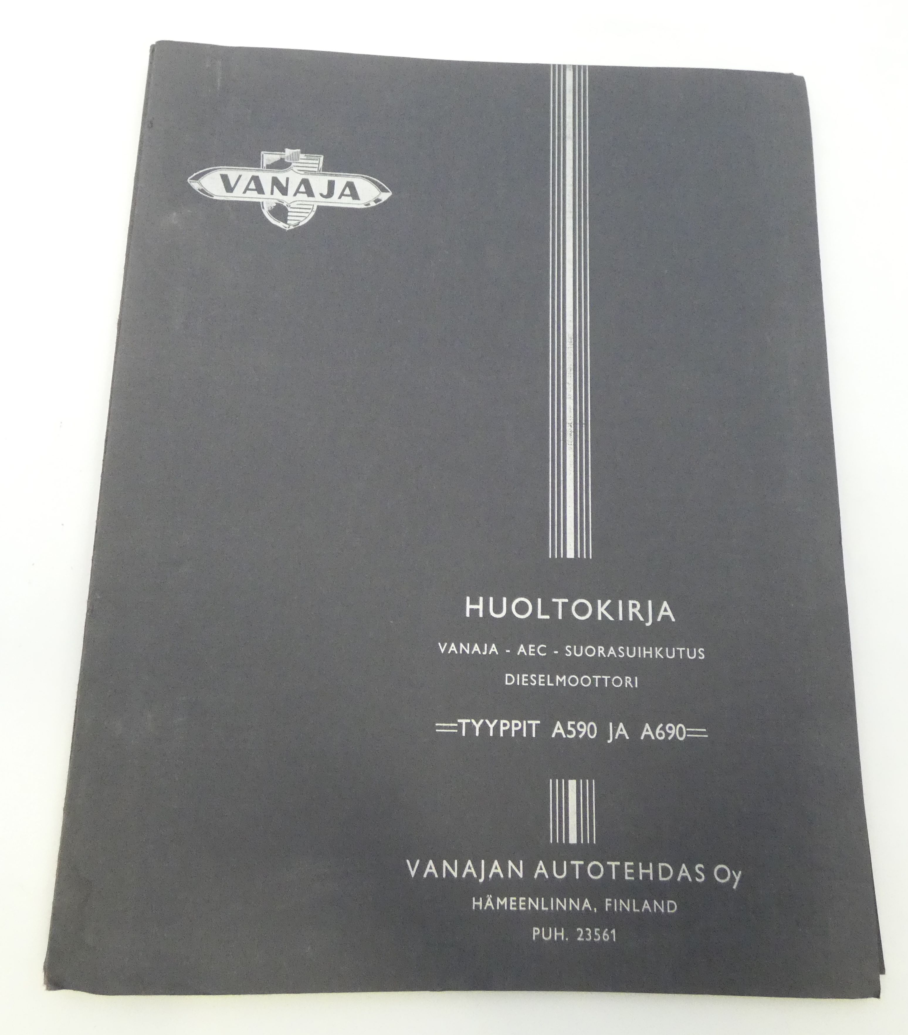 Vanaja AEC suorasuihkutusdieselmoottori tyypit A590 ja A690 huoltokirja