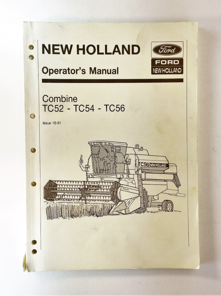 New Holland Combine TC52, TC54, TC56 Operator´s Manual