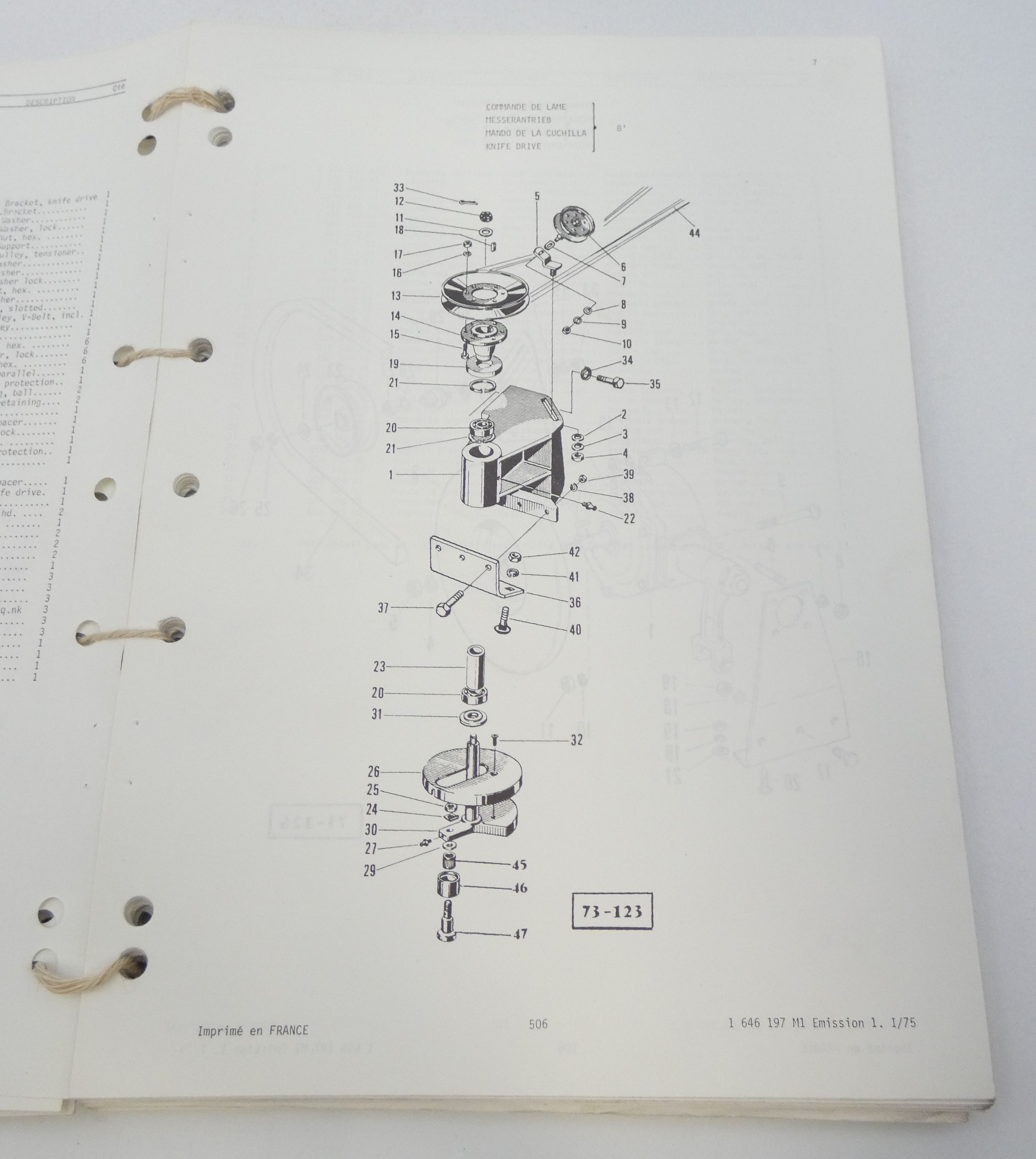 Massey Ferguson 506 combine parts book