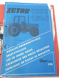 Zetor 9520, 9540 list of spare parts 