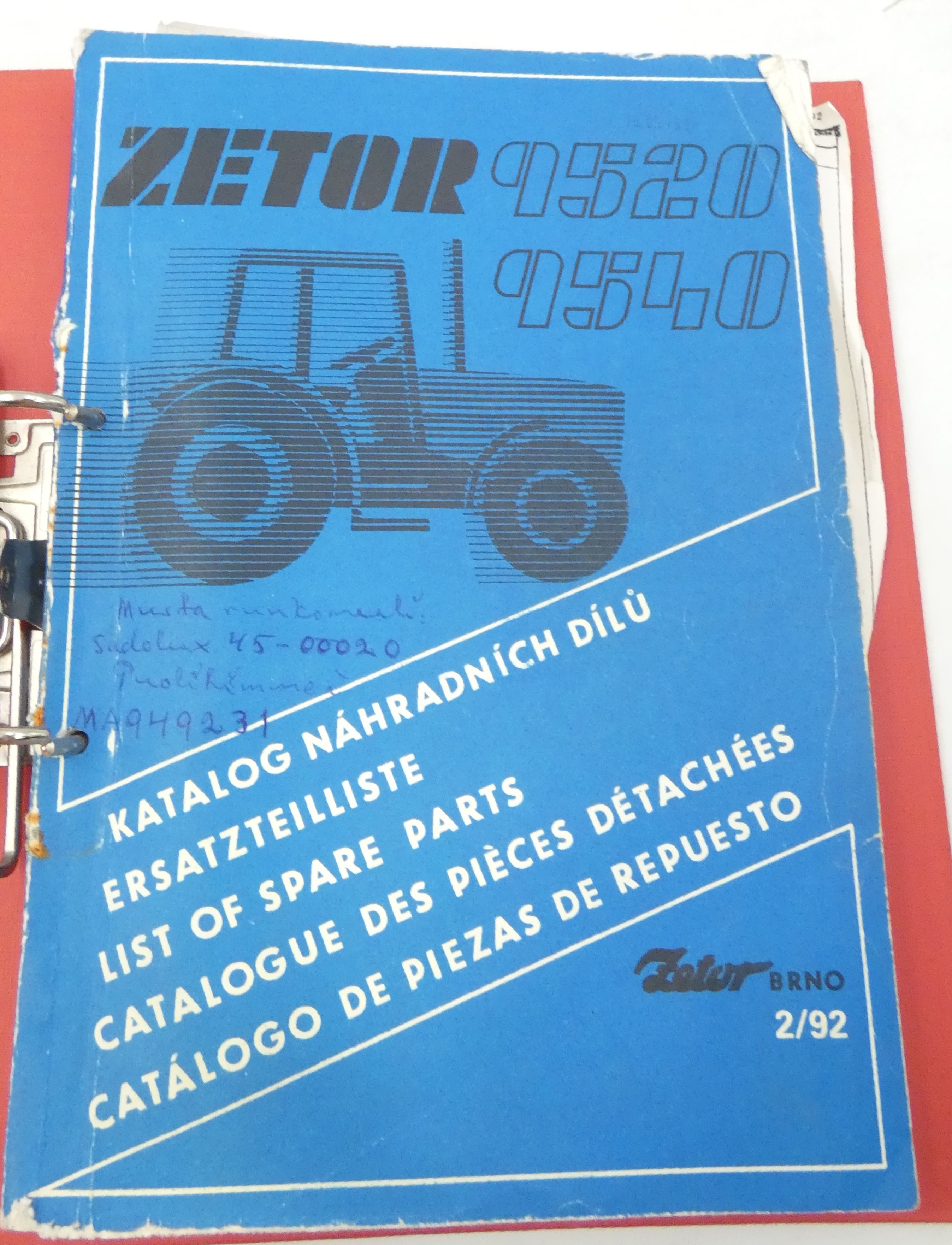 Zetor 9520, 9540 list of spare parts 