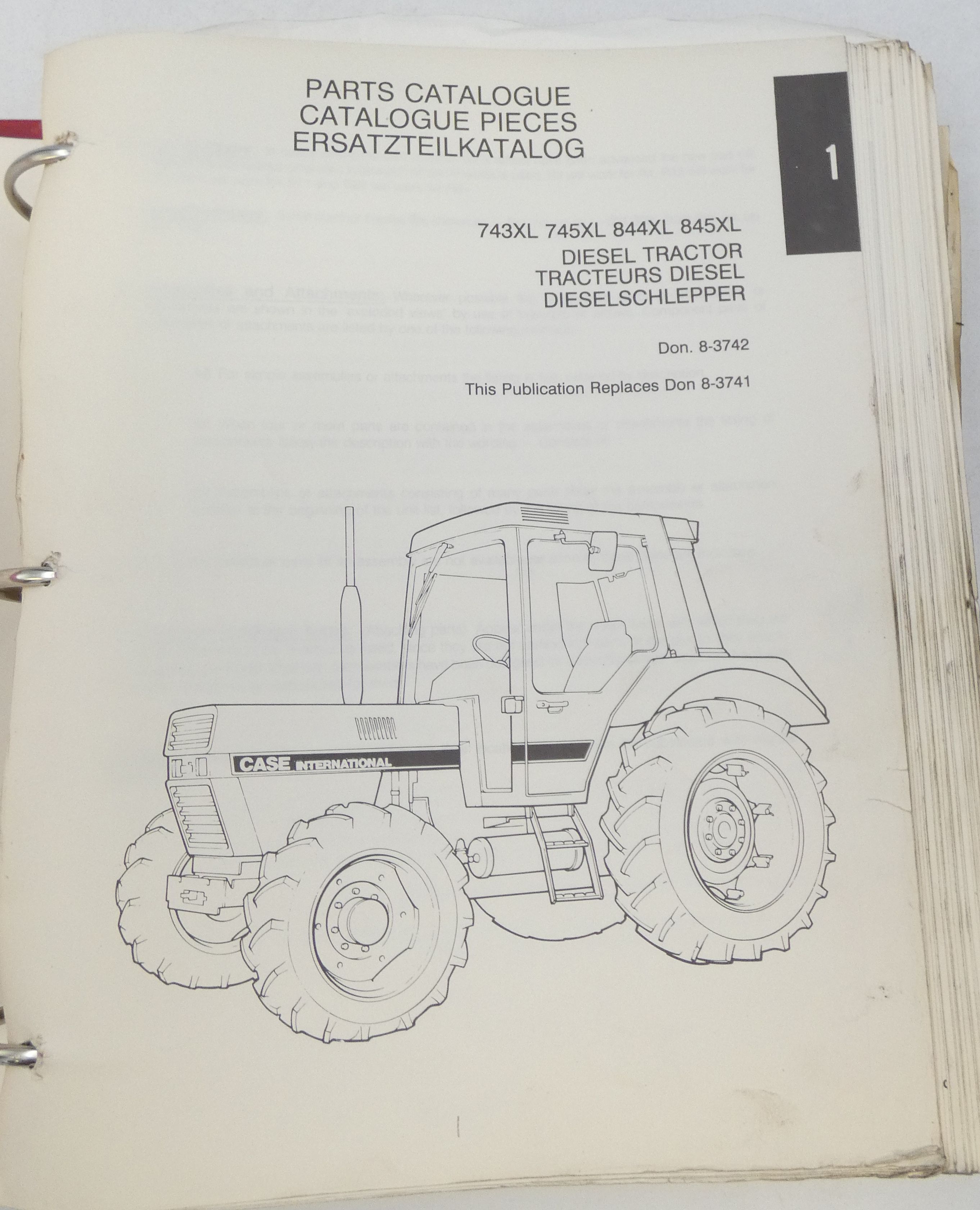 Case International 743XL, 745XL, 844XL, 845XL diesel tractor parts catalogue