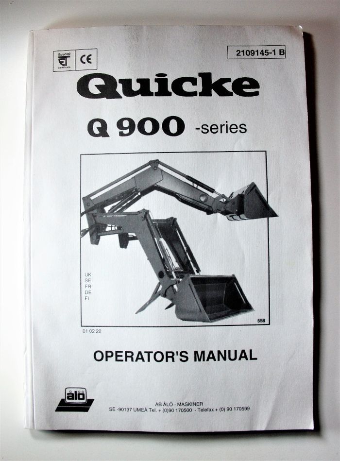 Quicke Q900 Operators manual