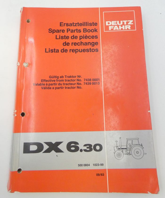 Deutz-Fahr DX6.30 spare parts book