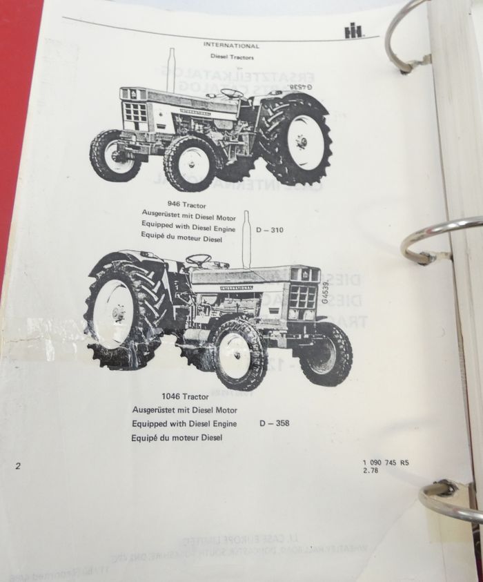 CaseIH 946, 1046, 1246 diesel tractors parts catalog