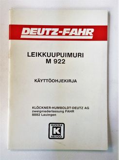 Deutz-Fahr M922 Käyttöohjekirja
