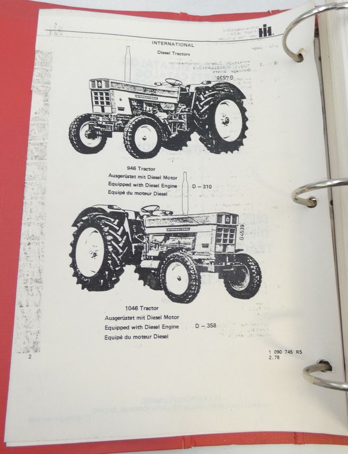 Case International 946, 1046, 1246 diesel tractors parts catalog