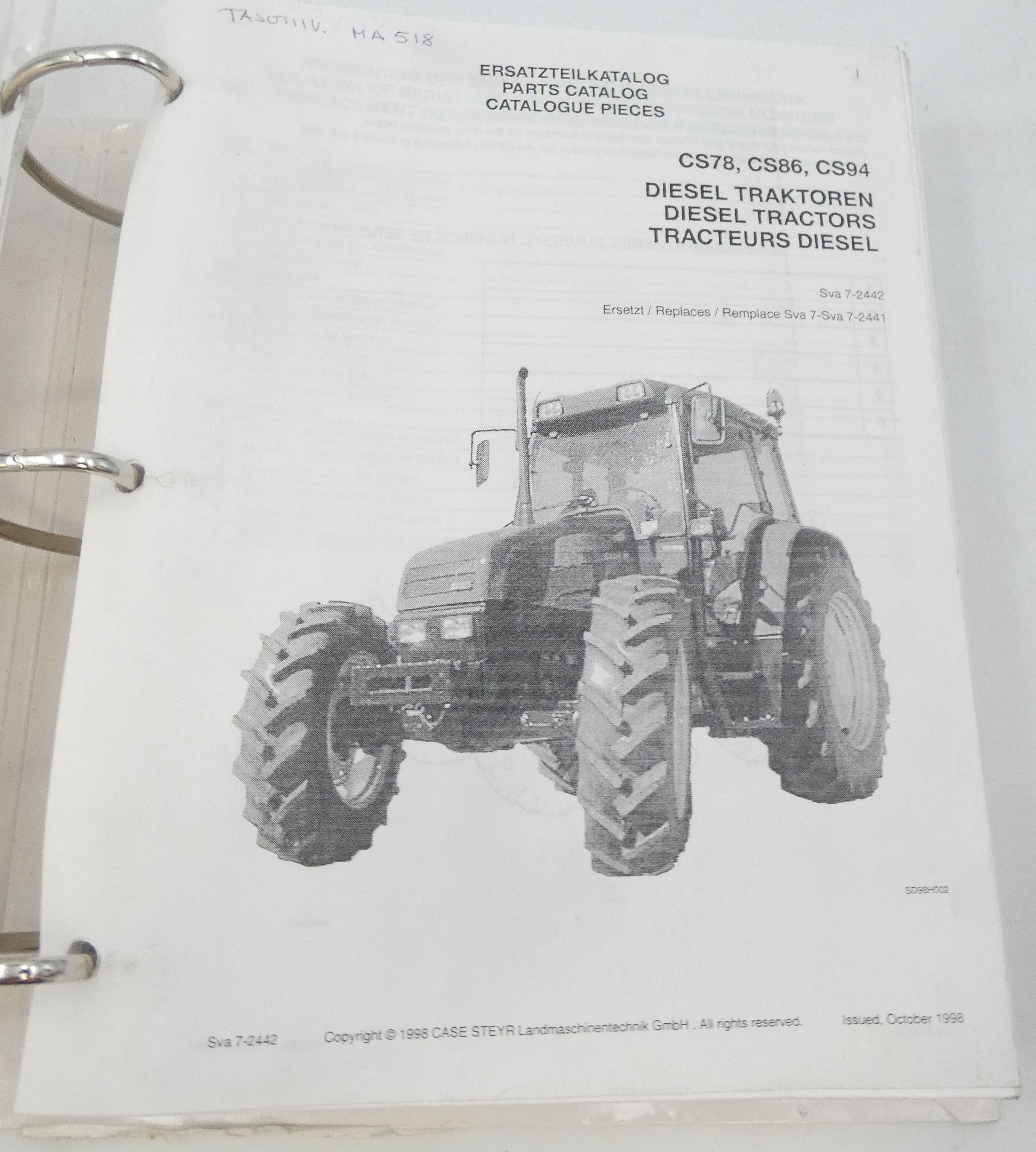 Case CS78, CS86, CS94 diesel tractors parts catalog