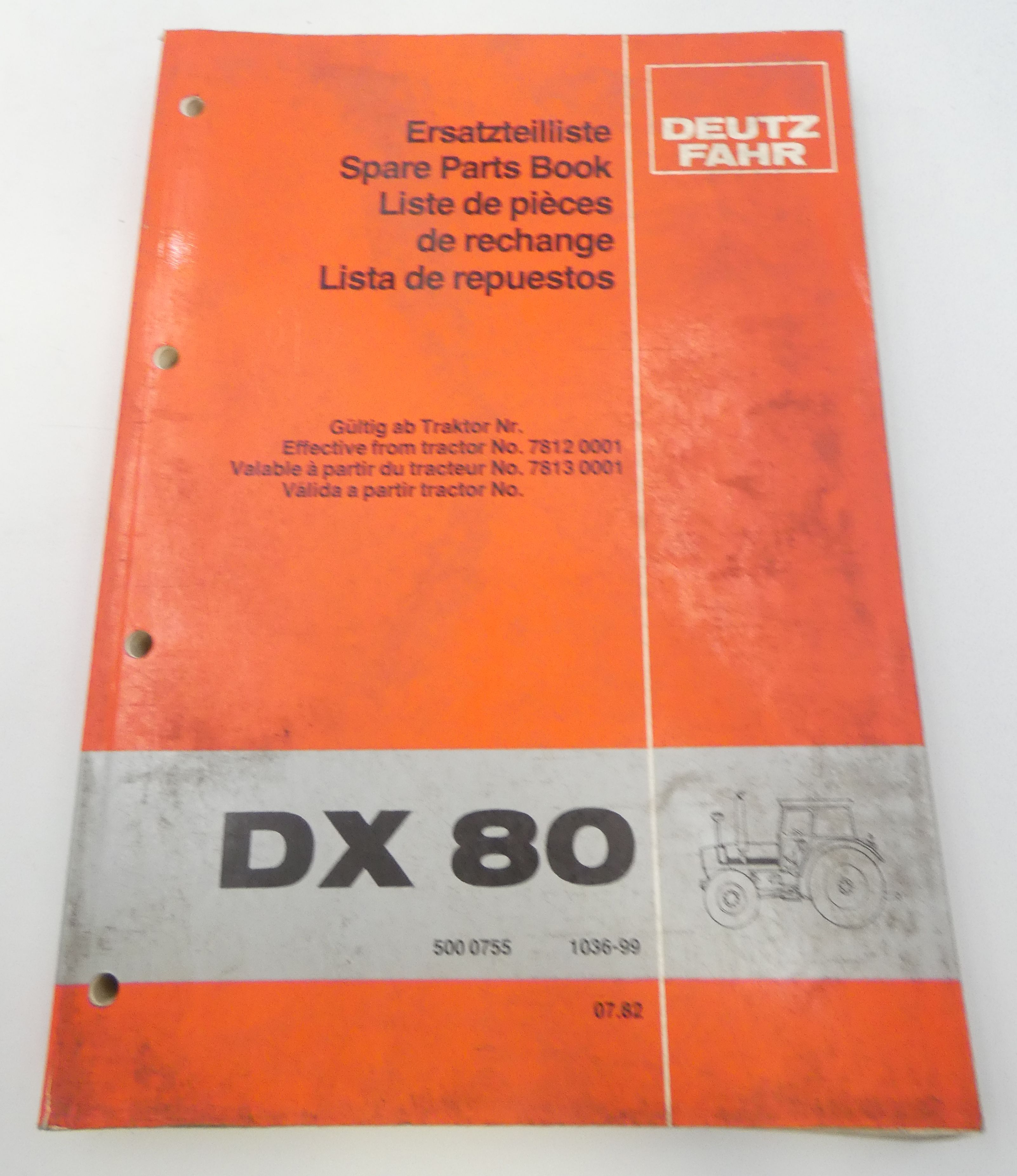 Deutz-Fahr DX80 spare parts book