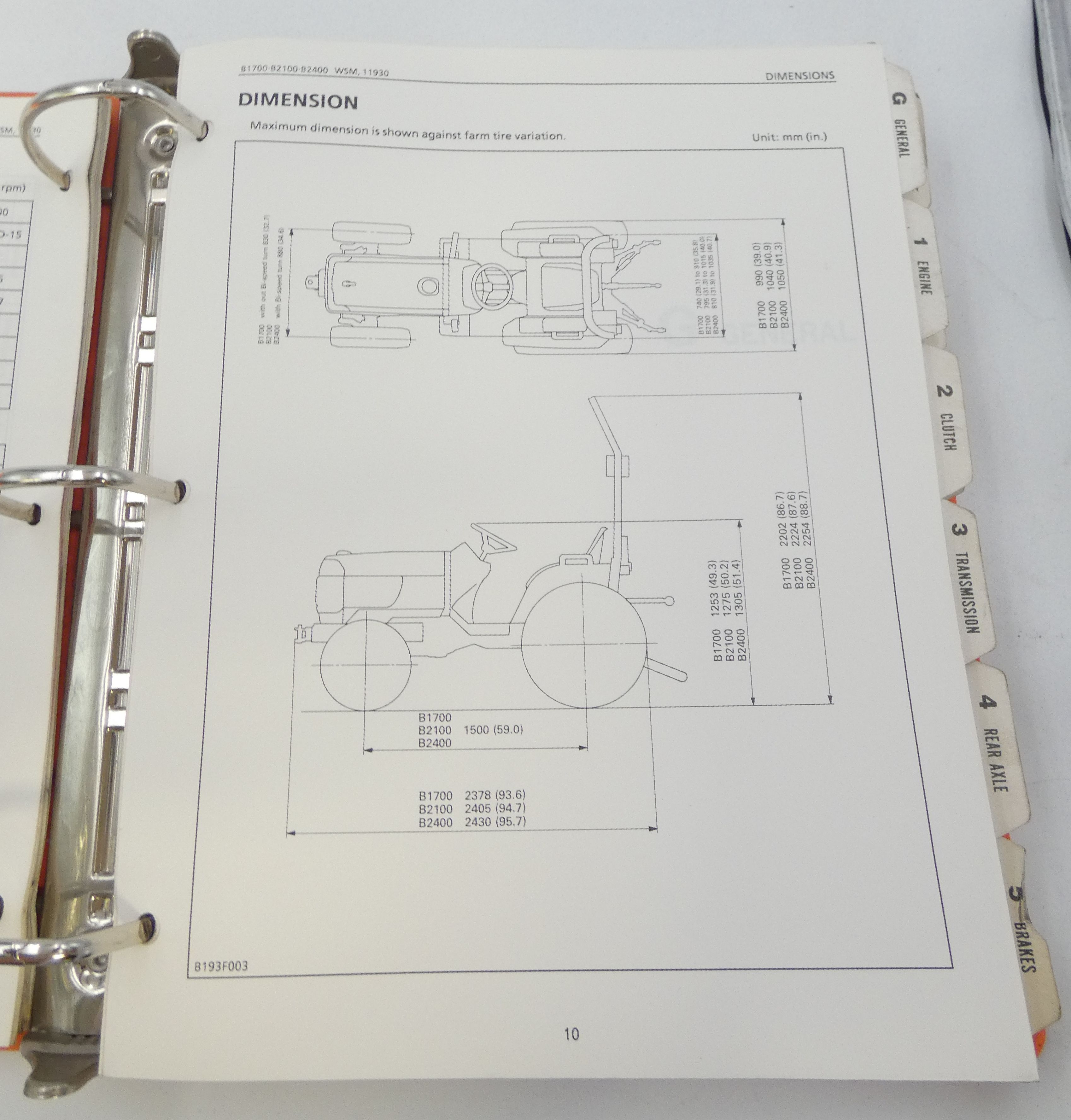 Kubota B1700, B2100, B2400 tractor workshop manual