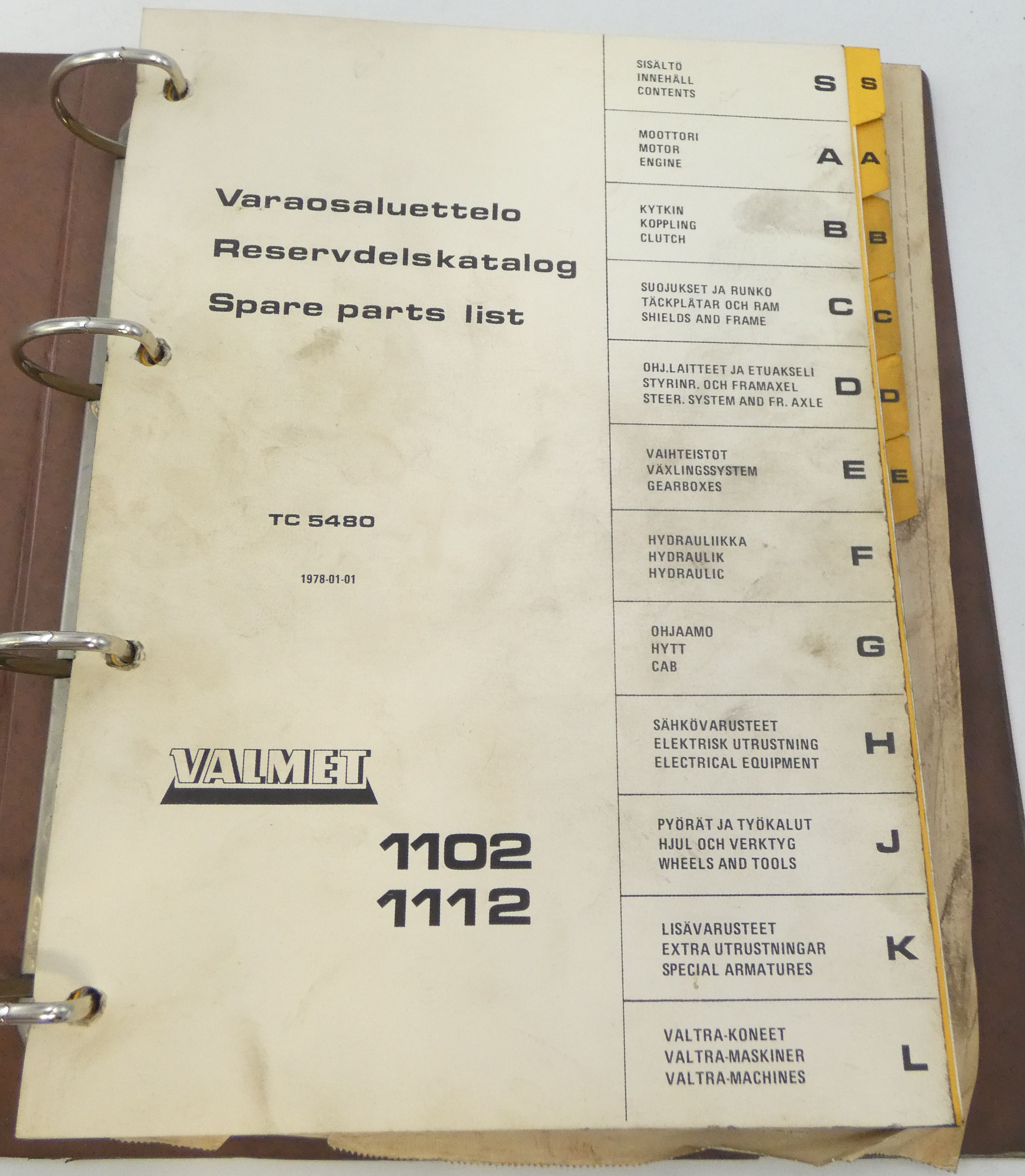 Valmet 1102, 1112 varaosaluettelo