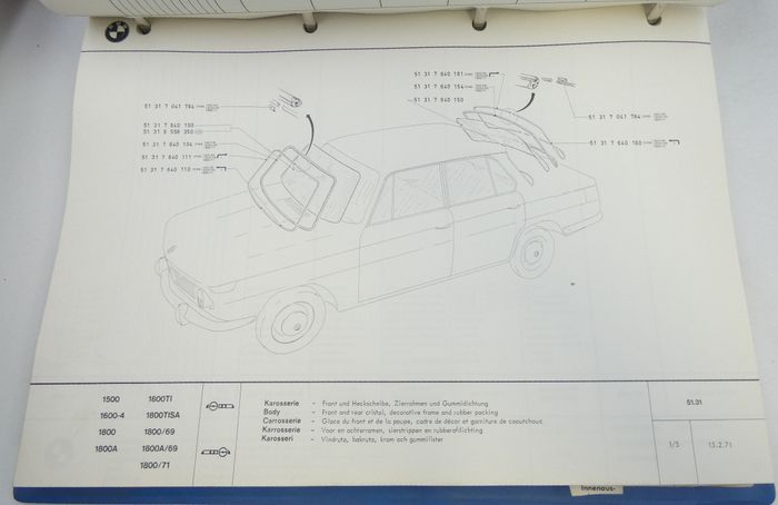 BMW 1500, 1600, 1800 parts catalogue Volume 2