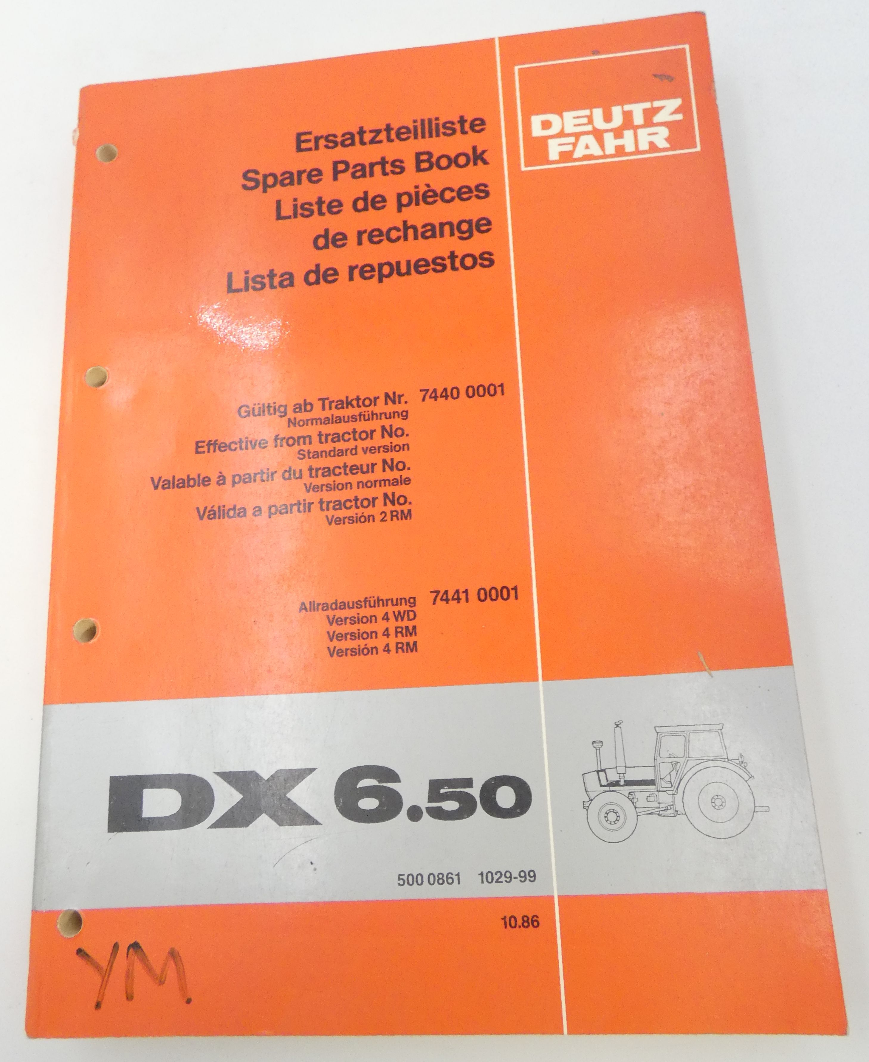 Deutz-Fahr DX6.50 spare parts book