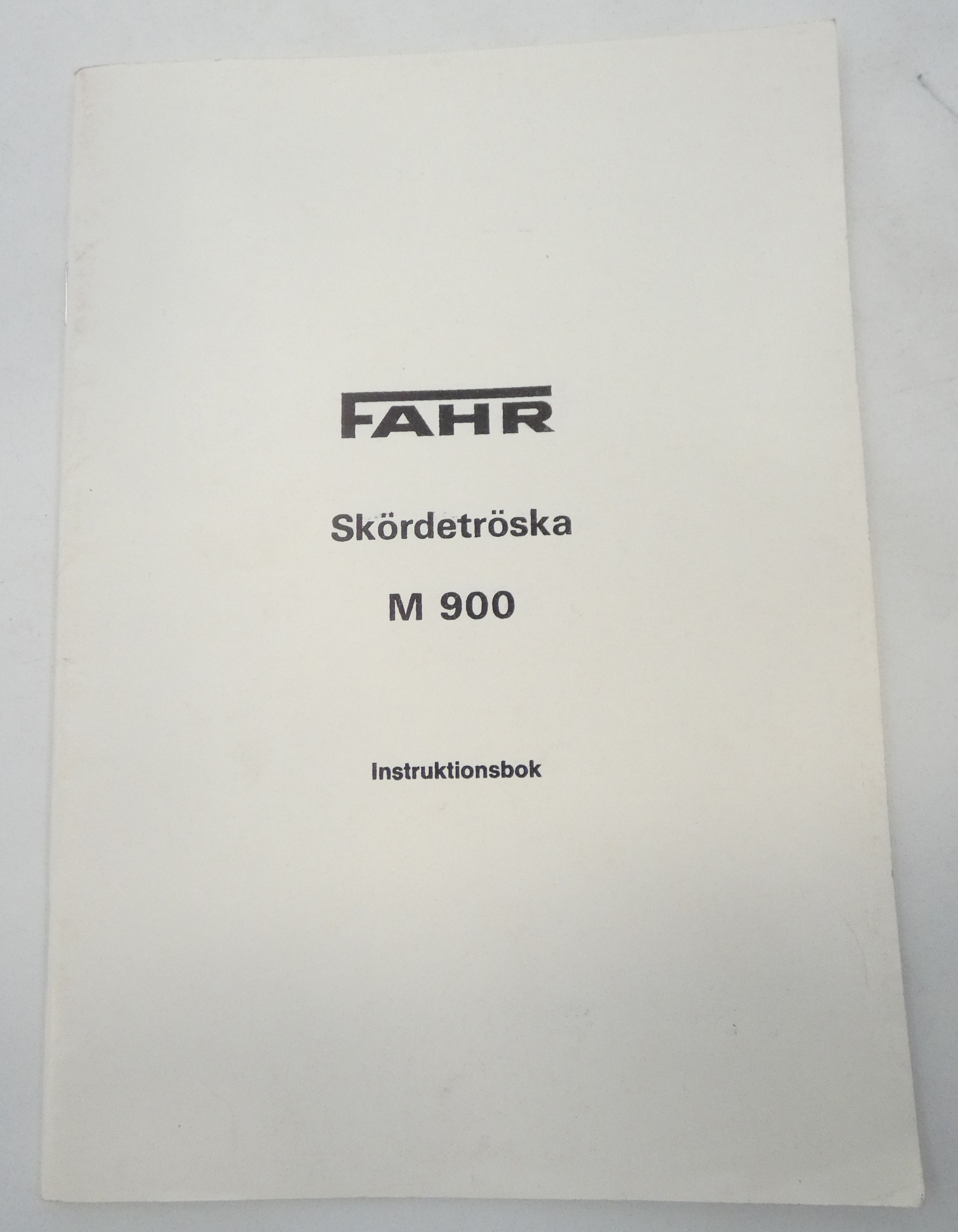 Fahr M900 skördetröska instruktionsbok