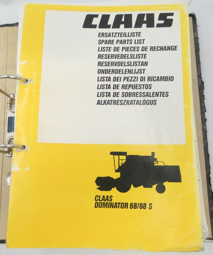 Claas Dominator 68/68S spare parts list