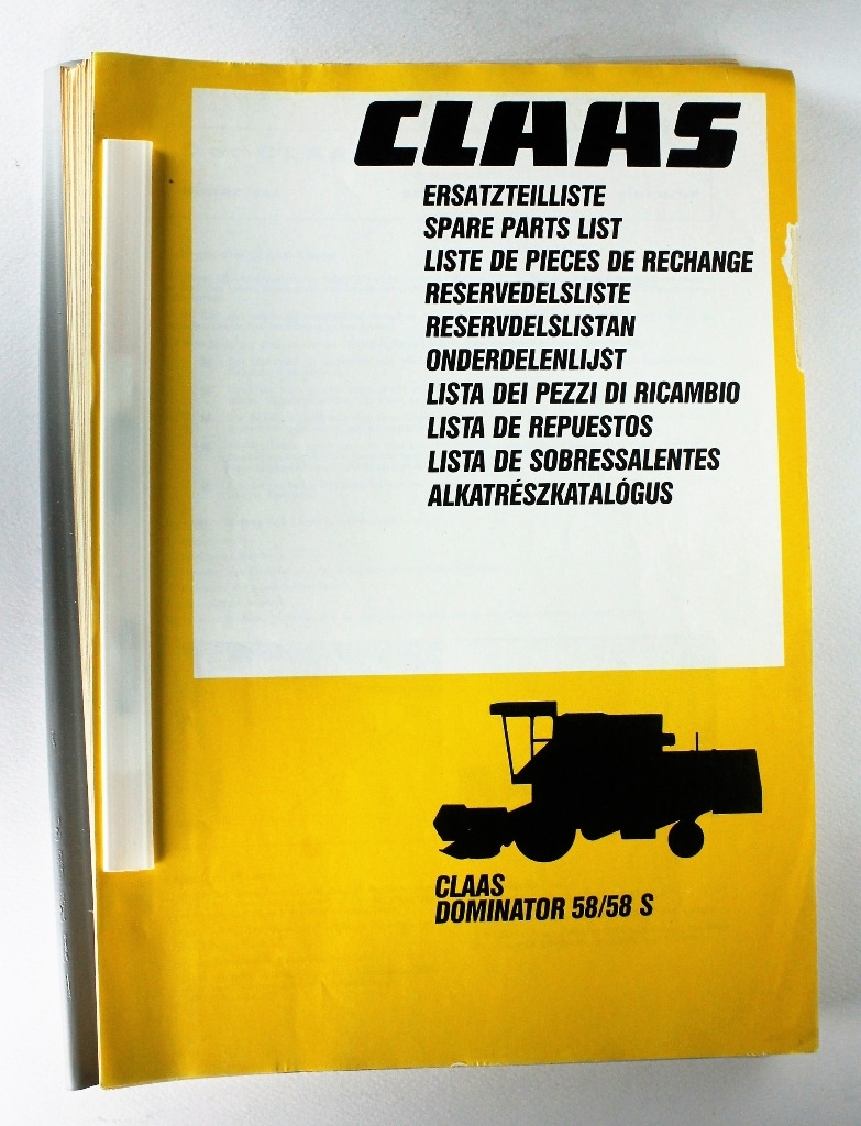 Claas Dominator 58/58S Reservdelslistan - Varaosakirja