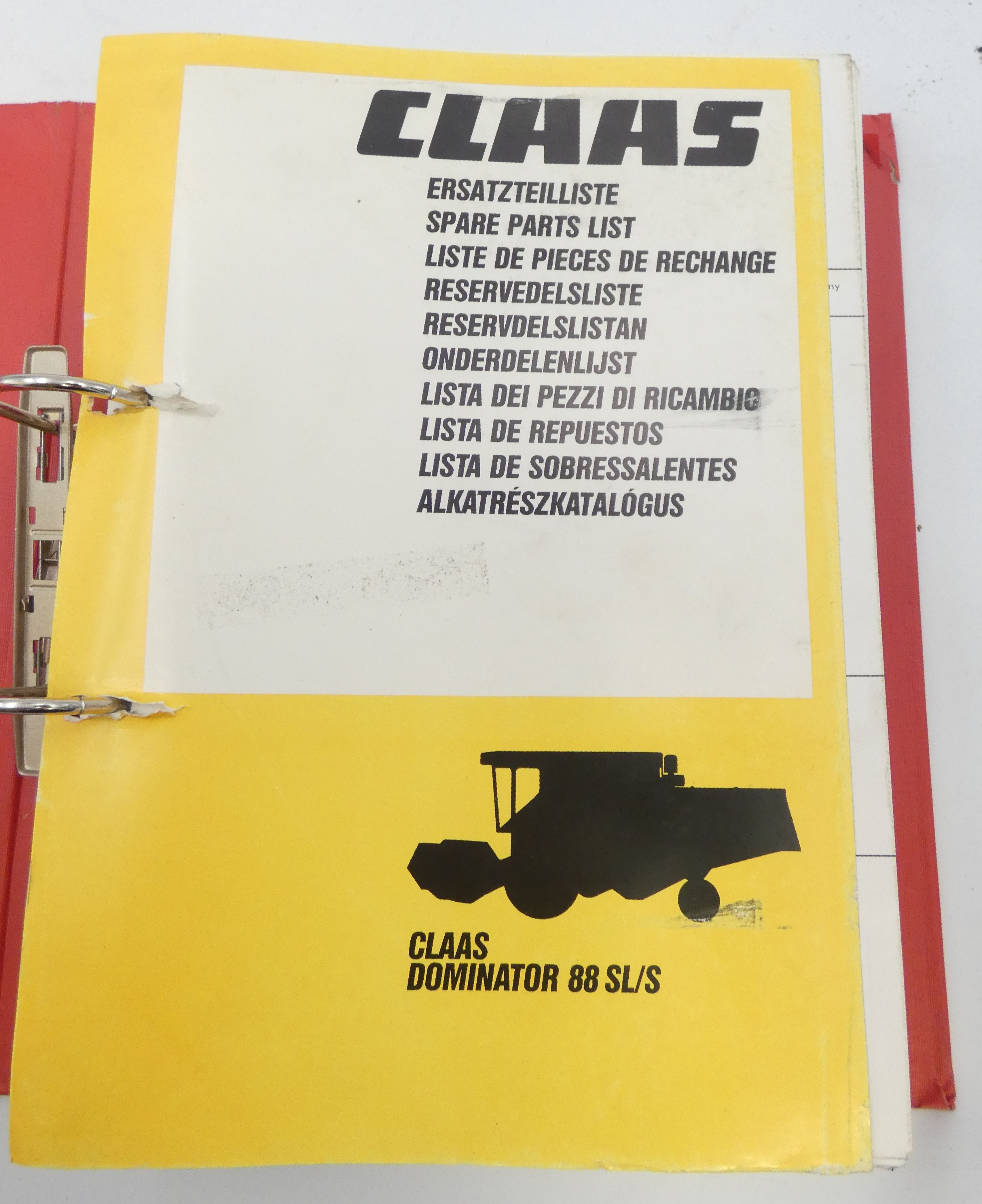 Claas Dominator 88 SL/S spare parts list