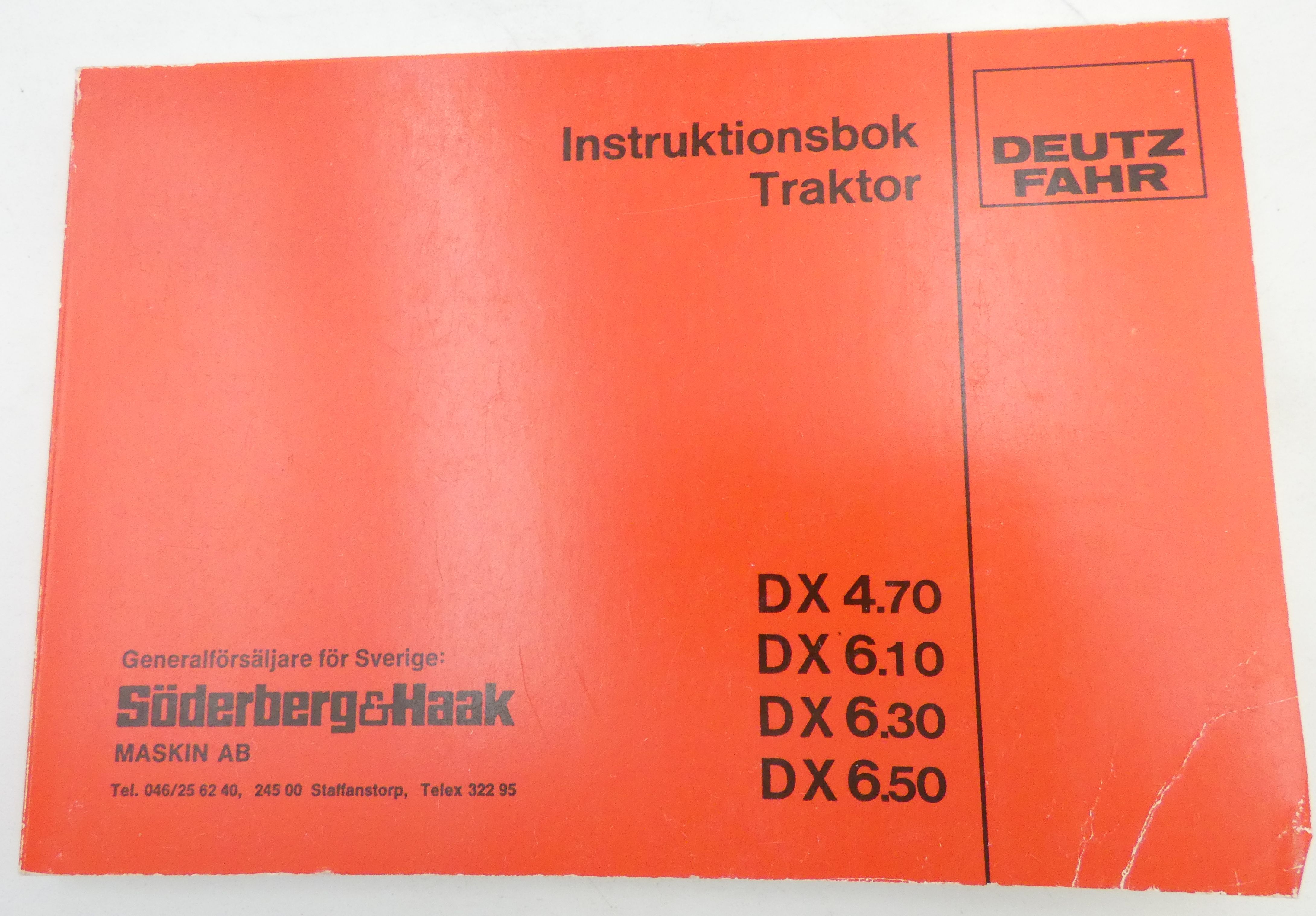 Deutz Fahr DX4.70, DX6.10, DX6.30, DX6.50 instruktionsbok traktor