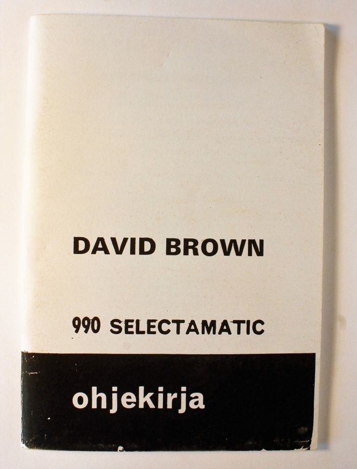 David Brown 990 Selectamatic Ohjekirja