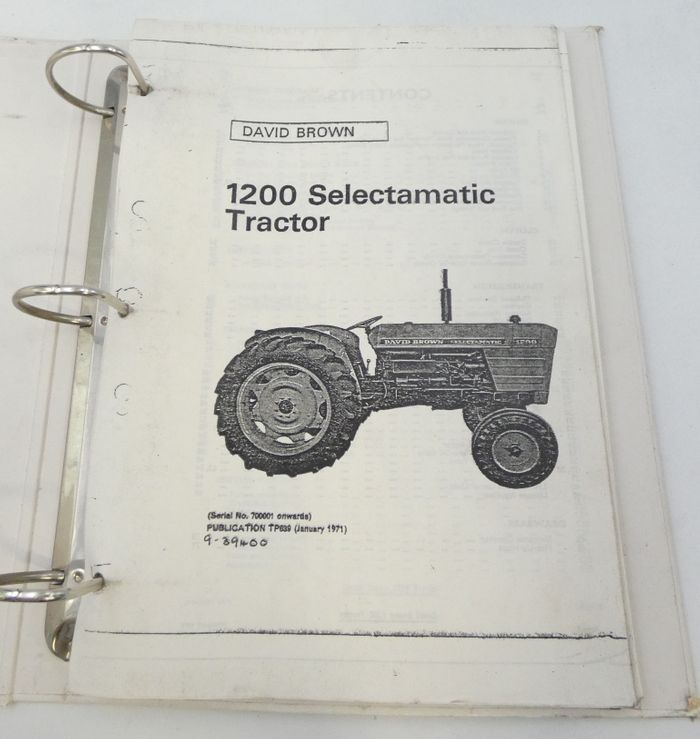 David Brown 1200 Selectamatic tractor spare parts catalogue