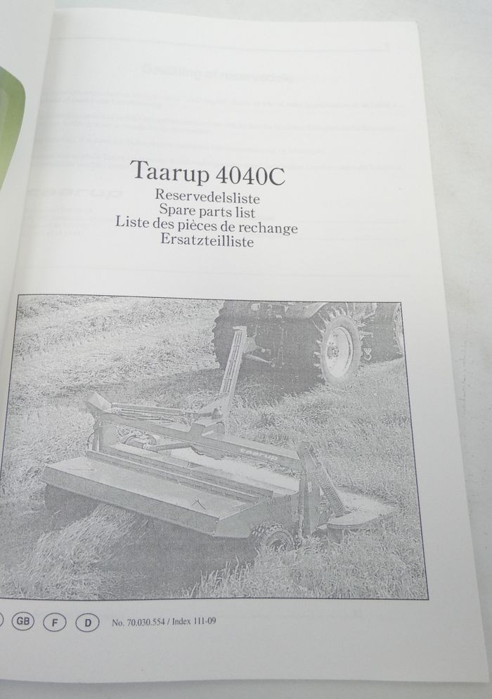 Taarup 4040C spare parts list