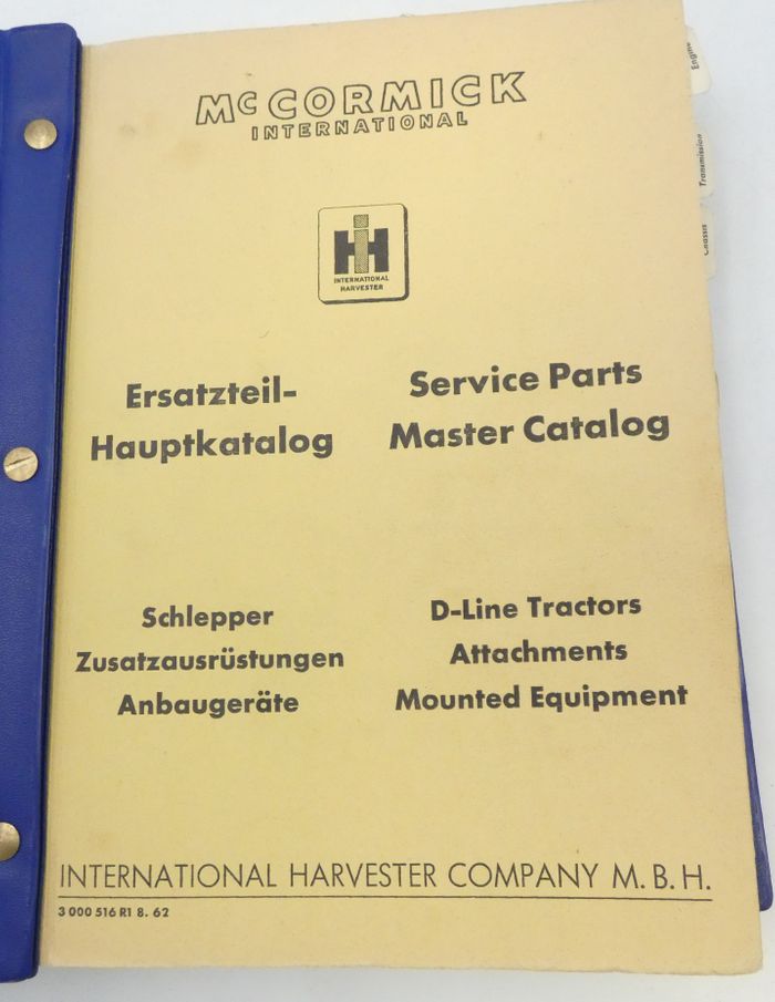 McCormick International D-line tractors service parts master catalog